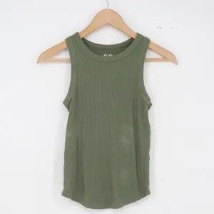 SO Tank Top Womens S Ribbed Olive Green Sleeveless Curved Hem Excellent thumbnail 2