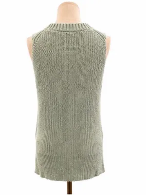 Madewell Sage Green Chunky Knit Sweater Tank Sleeveless Cotton Blend Women’s thumbnail 4