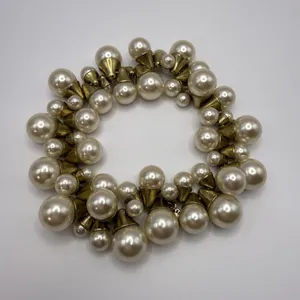 J.CREW Bracelet Cha Cha Champagne Faux Pearl Statement Stretch Gold‎ Tone thumbnail 1