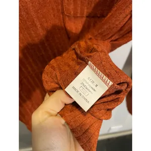 Essential Unbranded Ribbed Long Sleeve‎ Top Women M Rust Orange Pocket Casual Fall Knit thumbnail 3