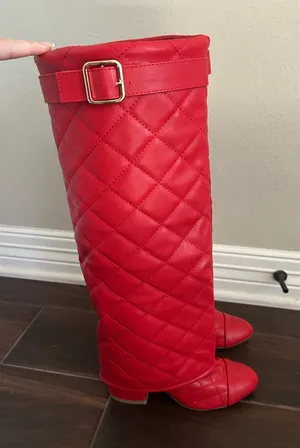 Red Knee High Boots size 6 new thumbnail 1