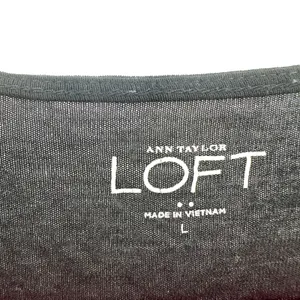 LOFT Size Large Blouse Black 3/4 Sleeve Faux Wrap‎ V Neck Lightweight Casual thumbnail 3