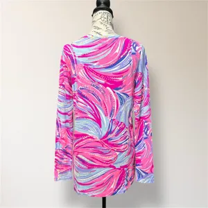 Lilly Pulitzer Sorella Oh My Guava Pink Pima Cotton Long Sleeve Top M‎ thumbnail 3