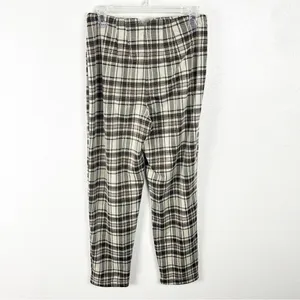 FREE PEOPLE Brown Cream Plaid High Rise Trouser Pants XS Boho Preppy Casual thumbnail 2