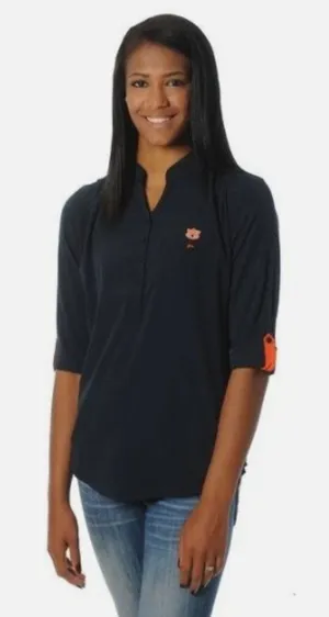 Auburn Tigers Women's Shirt UG Apparel Navy Roll Tab Sleeve V Neck L Logo thumbnail 1
