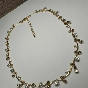 Monet Clear Rhinestone Gold Tone Necklace Signed thumbnail 9
