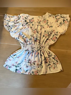 Jon & Anna Contemporary Floral Blouse M Smocked Waist Flutter Sleeve Boho thumbnail 2