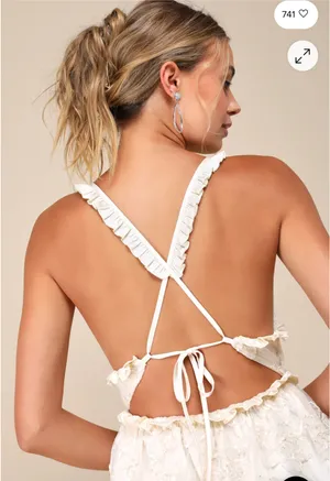 Lulus Cream ruffle dress thumbnail 2