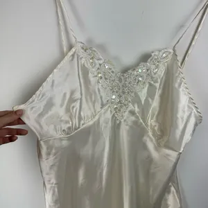 Vtg Y2K Cinema Etoile Satin Slip Cami Tank Embellished Lace Sz Large thumbnail 5