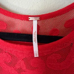 Free People Meant to Be Embroidered Swing Tank Top Red Coral Size Large thumbnail 5