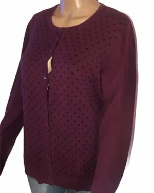 Croft & Barrow Polka Dot Buttoned Cardigan thumbnail 2