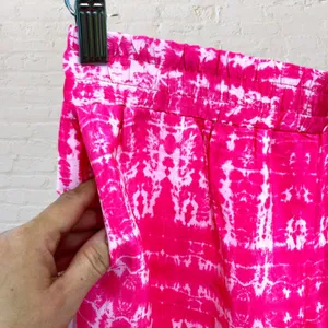 Amanda Uprichard Pink Silk Tie-Dye Wide Leg Pants M Like New thumbnail 7