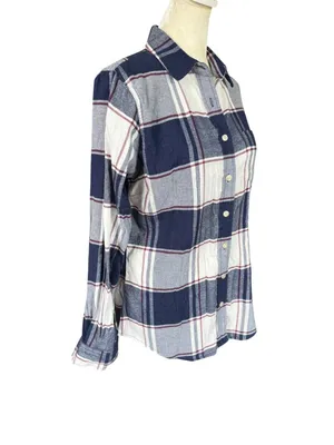 Weatherproof Vintage stretch blue and white long sleeve collared button down shirt S thumbnail 2