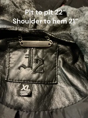 J2 Womens XL Black Faux Leather Mixed Media Moto Jacket Gray Knit Hood Sleeves⁠ thumbnail 3
