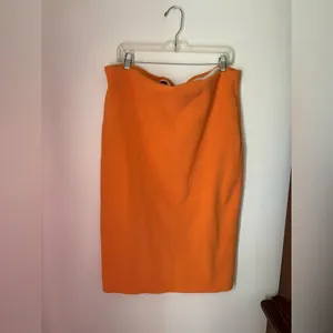 Express Body Contour Ribbed Midi Skirt Orange Side Slit XL thumbnail 8