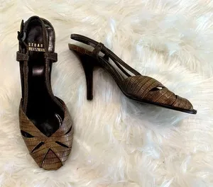 Stuart Weitzman strappy brown heels size 7.5‎ thumbnail 1