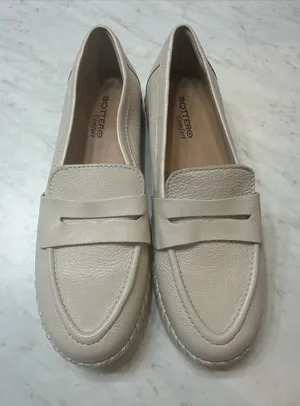 Bottero Comfort Leather Penny Loafers Ivory Cream Size 9/EU 40 Made in Brazil thumbnail 1