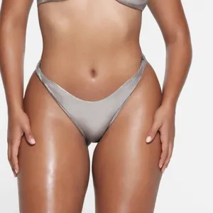 🩶SKIMS LIQUID SHINE SWIM TWISTED BIKINI BOTTOM SMOKE size M NWT thumbnail 1