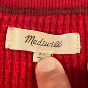 Madewell Women’s Long Sleeve Waffle Knit Henley Style Neckline Top thumbnail 8