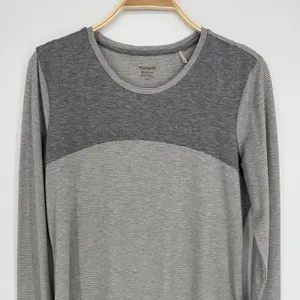 Toad&Co Swifty Long Sleeve Tunic Medium Gray Striped Thumbhole Hiking Gorpcore thumbnail 2