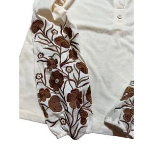 NEW Noracora‎ cream long sleeve blouse with floral embroidered detail sz S thumbnail 6