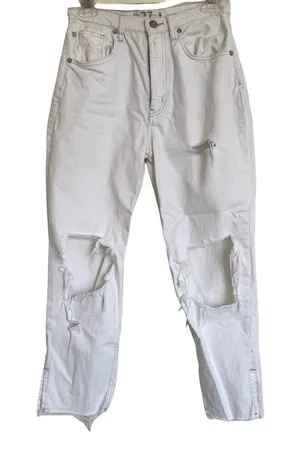 Free People We The Free White Distressed Cropped‎ Ankle Jeans Straight Leg 27 thumbnail 1