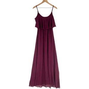 Show Me Your Mumu Flowy Ruffle Maxi Dress‎ in Merlot Chiffon NWT Size XS thumbnail 3