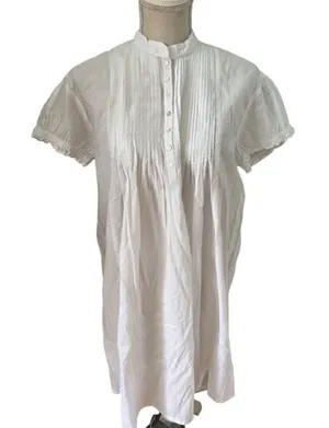 Rae Feather White Organic Cotton Short Sleeve Shirt Dress NWT M thumbnail 1
