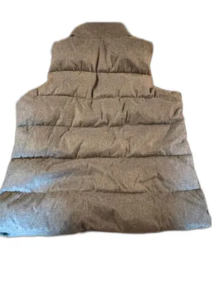 Old Navy Women’s Large Gray Quilted Puffer Vest Fleece Lined Collar Full Zip thumbnail 2