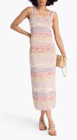 Zimmermann Space Dye Knit Tank Top and Maxi Skirt Set Pink Orange XS 0 thumbnail 1