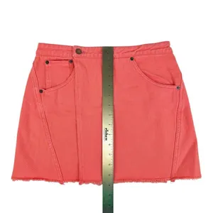 Urban Outfitters‎ BDG Coral Pink Foldover Cutoff Denim Jean Skirt Size Small thumbnail 3