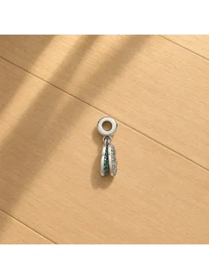 Pandora Lucky Four Leaf Clover Dangle Charm 925 Sterling Silver Green CZ thumbnail 3