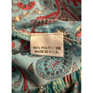 IndiaBoutique Sari Short Dress Coverup Paisley Turquoise Red OneSize boho resort thumbnail 8