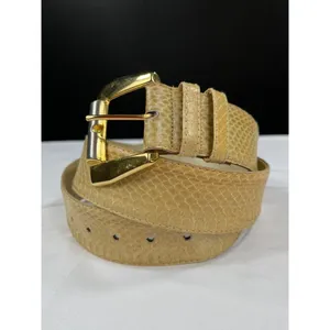 Dame Belt And Bag SKU 7929 Elegant Beige Snake Embossed Leather Belt Size L thumbnail 2