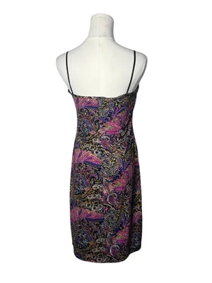 Vintage 90s Y2K City Triangles Pink Paisley Spaghetti Strap Mini Dress thumbnail 2