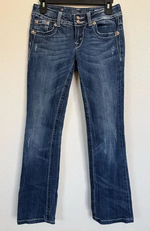 Miss Me Bootcut Jeans Size 27 Embellished Flap Pocket Y2K Denim thumbnail 1