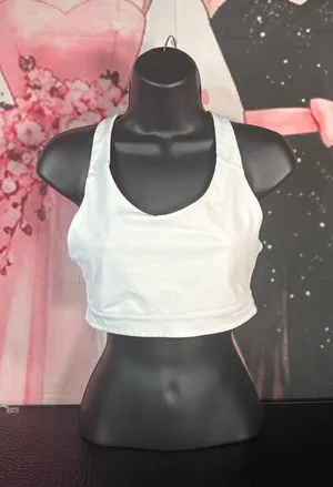Old Navy White Racerback Crop Tank Top M thumbnail 1