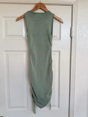Lioness ShopBop Sleeveless Sage Pastel Green Knit Ruched Side Mini Dress Size XS thumbnail 4