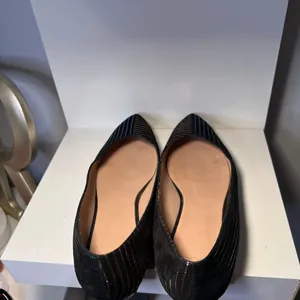 Bocage‎ Metallic Striped Pointed Toe Flats Black & Blue Elegant Shoes-SZ 39/8.5 thumbnail 7