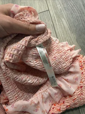 Anthropologie Smocked Ruffle Cami & Short/Brief Set - Pink Floral size small thumbnail 10