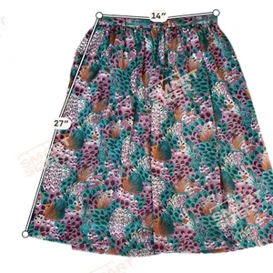 Campus‎ Casuals VTG 80s Midi Skirt M Pleated A-Line Peacock Feather Print Boho thumbnail 8