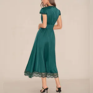 Rihoas Green V Neck Lace Maxi Dress thumbnail 8