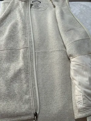 L.L. Bean women's size XL petite Cream Fleece Full-Zip Vest gorp pata thumbnail 6
