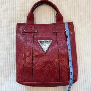 GUESS Y2K Burgundy Monogram Hand Bag Signature Silver Triangle Rhinestone Logo thumbnail 10