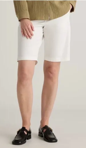 Quince Women's Organic Cotton Chino Bermuda Shorts Women’s Size 2 Ivory Cream thumbnail 1