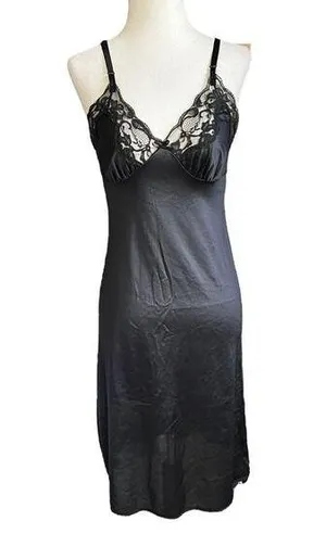 47-43 Ashley Taylor Black Vintage Spaghetti Strap Night Gown Women Size 32 thumbnail 1