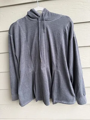 LOGO by Lori Goldstein Gray hoodie Sweatshirt with Drawstring thumbnail 1