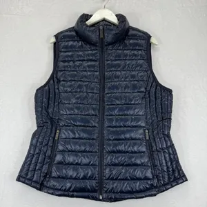 Tommy Hilfiger Puffer Vest Navy Blue Mini Flag Print Packable Lightweight XL‎ thumbnail 1