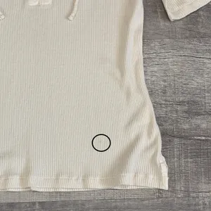 Madewell NEW Ribbed Lace Up Tee Shirt Womens L Short Sleeve Ivory White FLAW thumbnail 8