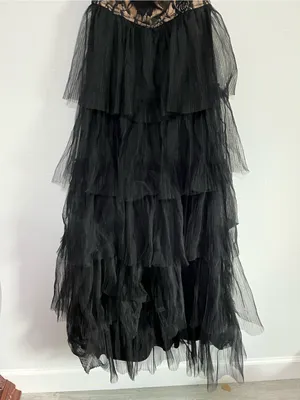 Lulus Sensational Darling Black Lace Tulle Tiered Strapless Maxi Dress thumbnail 6
